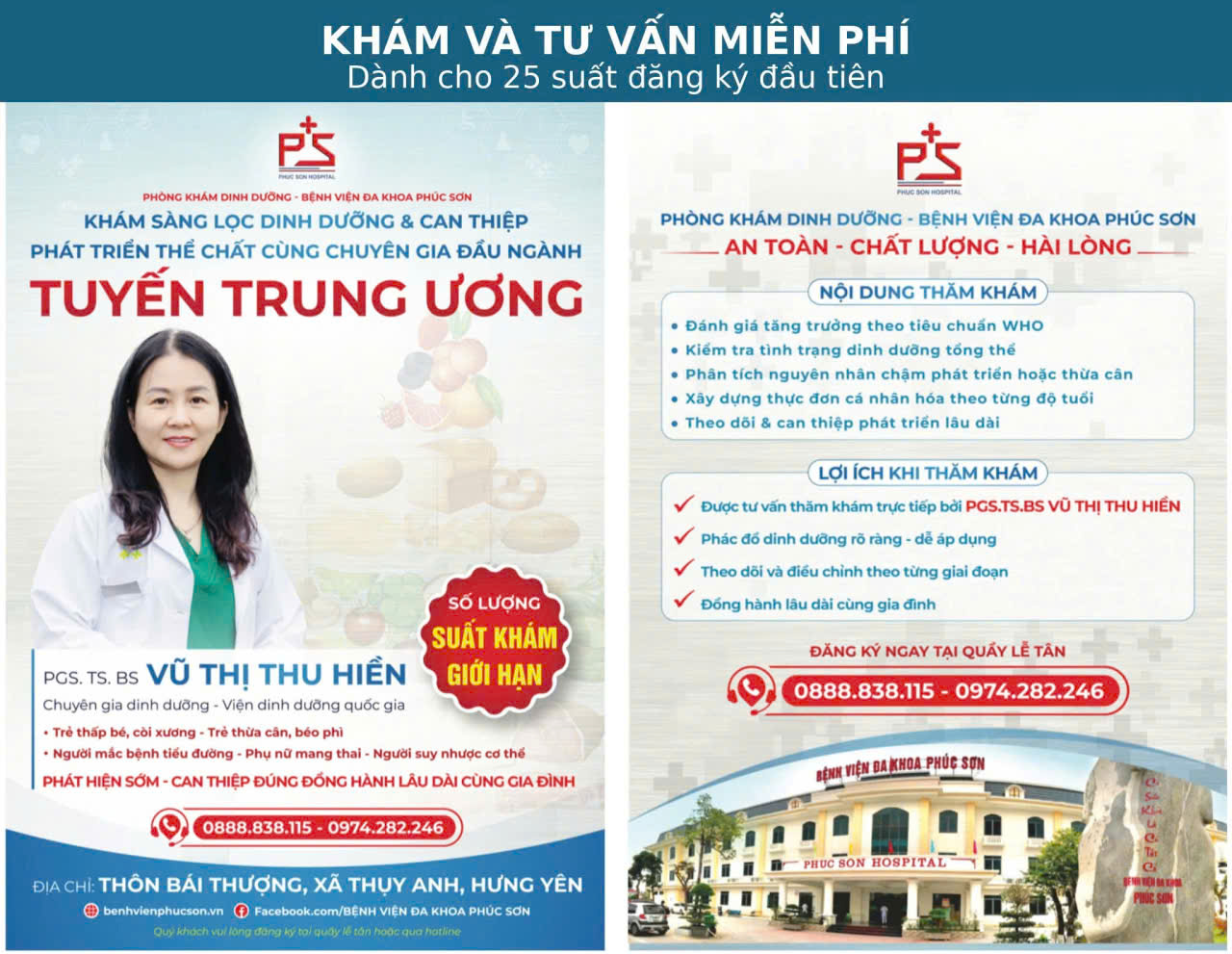 KHÁM & TƯ VẤN DINH DƯỠNG MIỄN PHÍ CÙNG CHUYÊN GIA DINH DƯỠNG ĐẾN TỪ VIỆN DINH DƯỠNG QUỐC GIA